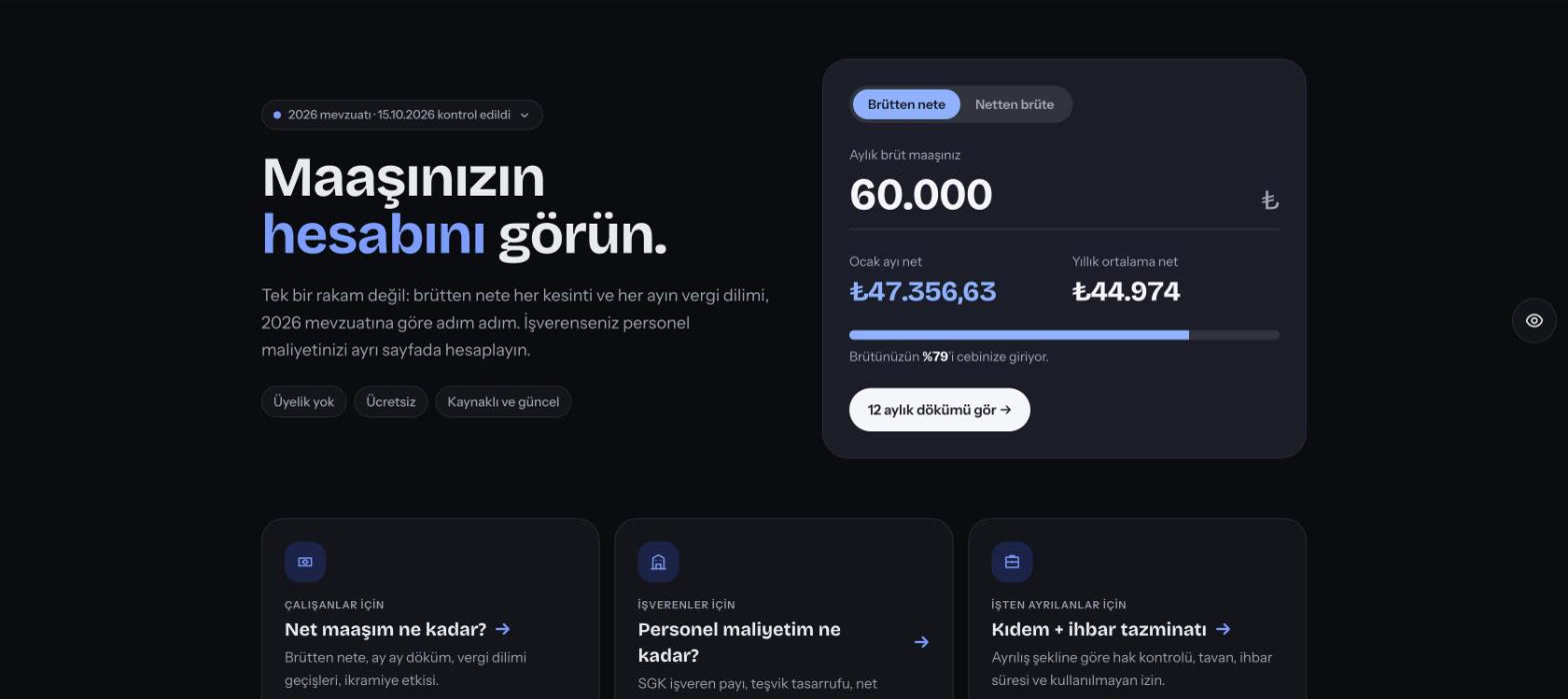 BrütHesapla home page with its salary calculator
